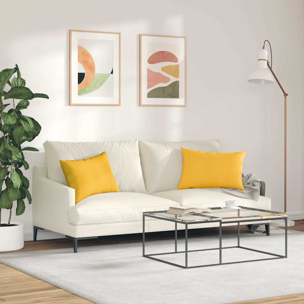 vidaXL Poduszki na sofę 2 pcs Jasnożółty 60 x 40 cm Tkanina sztruksowa