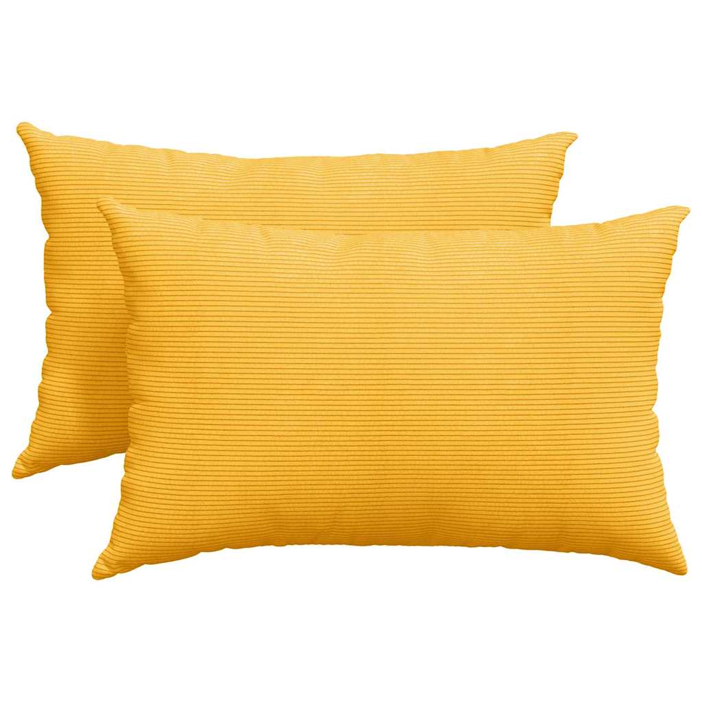 vidaXL Poduszki na sofę 2 pcs Jasnożółty 60 x 40 cm Tkanina sztruksowa