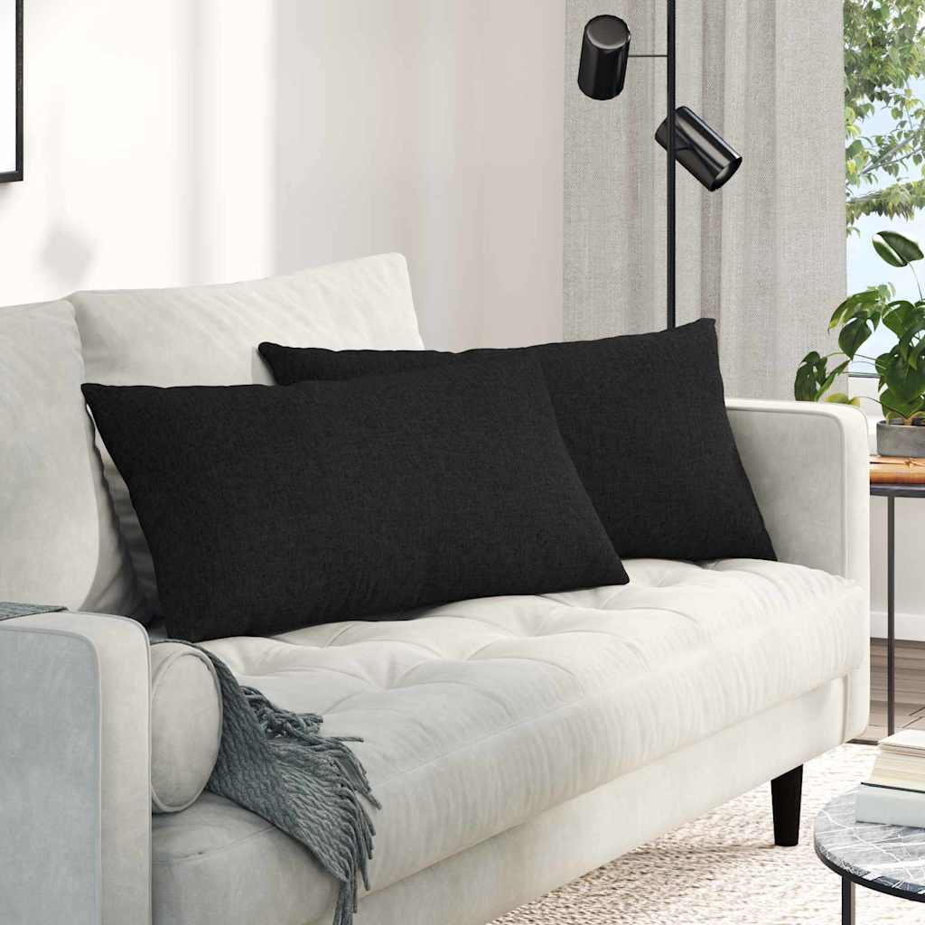 vidaXL Poduszki na sofę 2 pcs Czarny 80 x 40 cm tkanina