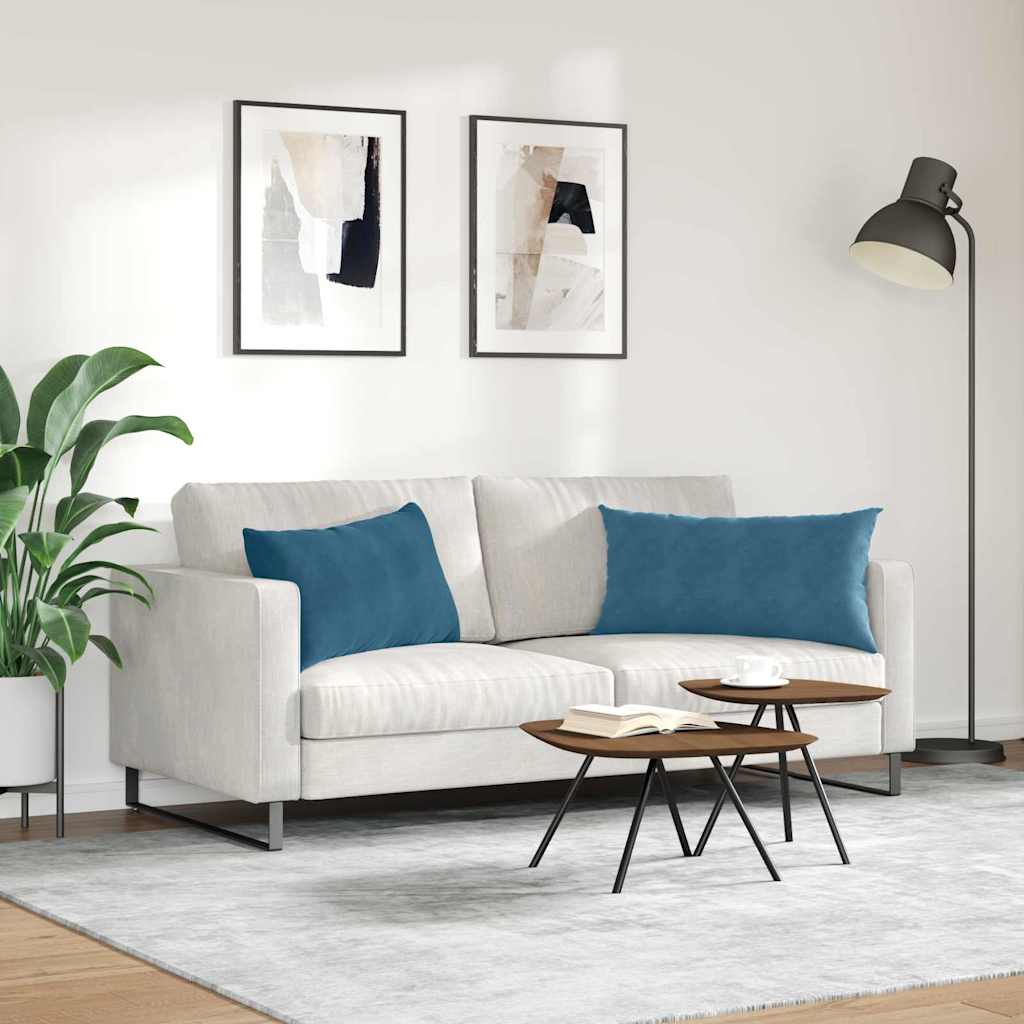 vidaXL Poduszki na sofę 2 pcs Niebieski 80 x 40 cm Tkanina sztruksowa