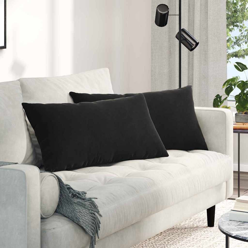 vidaXL Poduszki na sofę 2 pcs Czarny 80 x 40 cm Tkanina sztruksowa