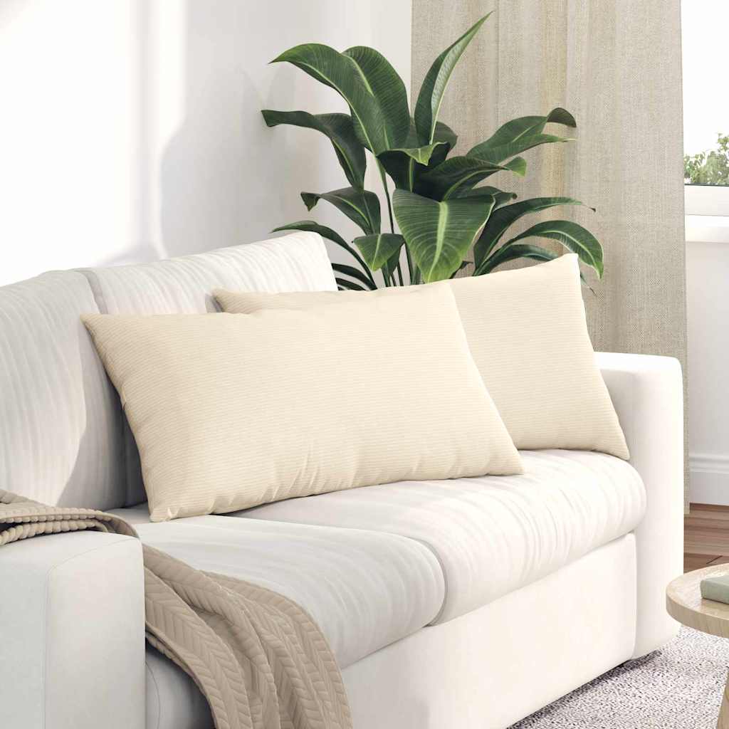 vidaXL Poduszki na sofę 2 pcs Kremowy 80 x 40 cm Tkanina sztruksowa