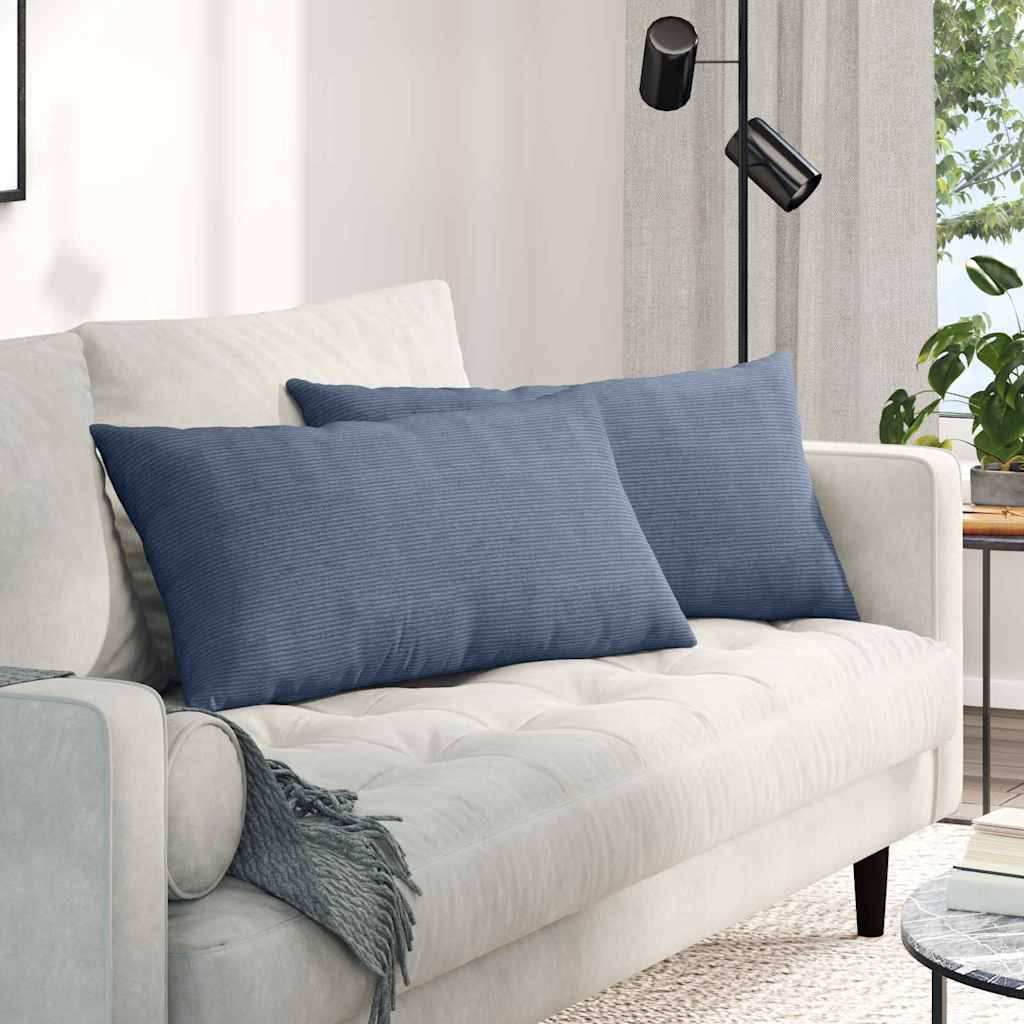 vidaXL Poduszki na sofę 2 pcs Niebieski 80 x 40 cm Tkanina sztruksowa