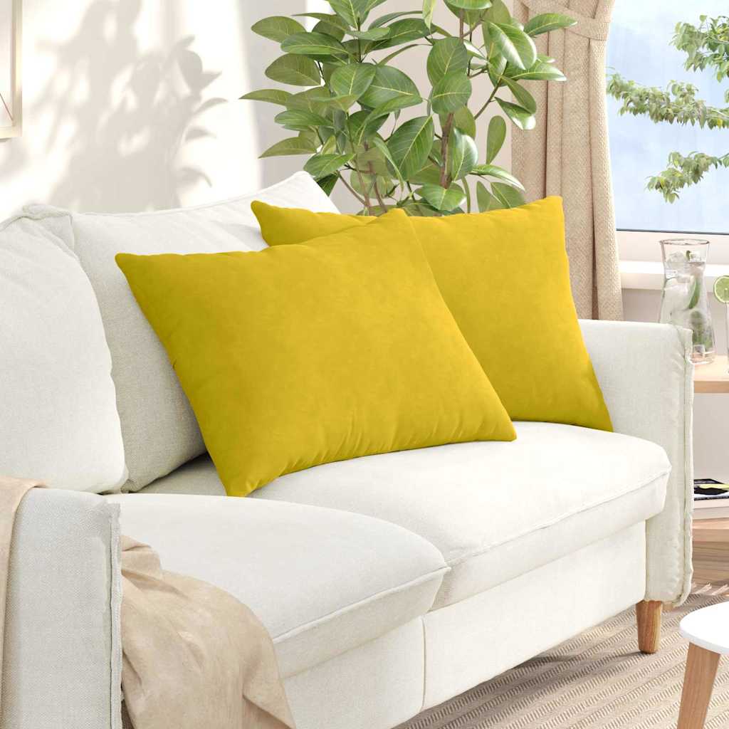 vidaXL Poduszki na sofę 2 pcs Żółty 70 x 50 cm Tkanina sztruksowa