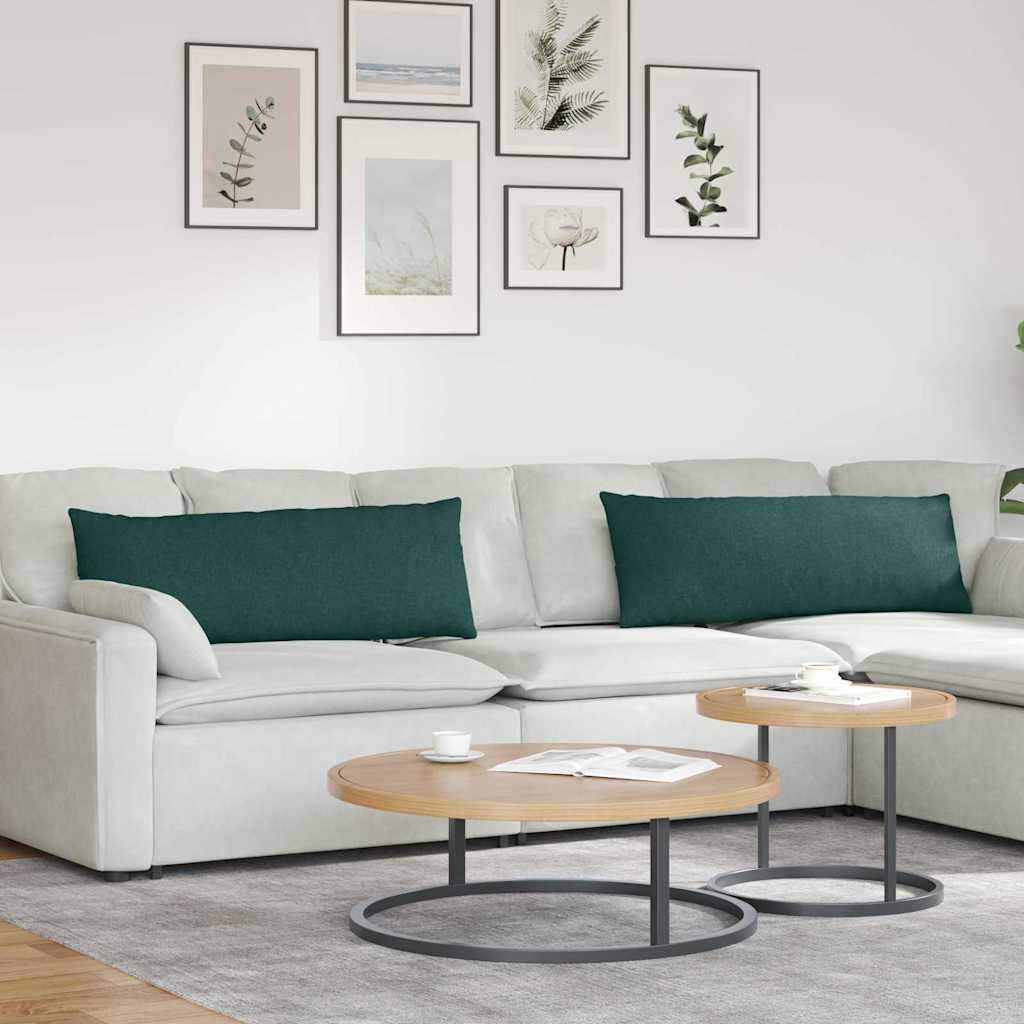 vidaXL Poduszki na sofę 2 pcs Ciemna zieleń 120 x 40 cm tkanina