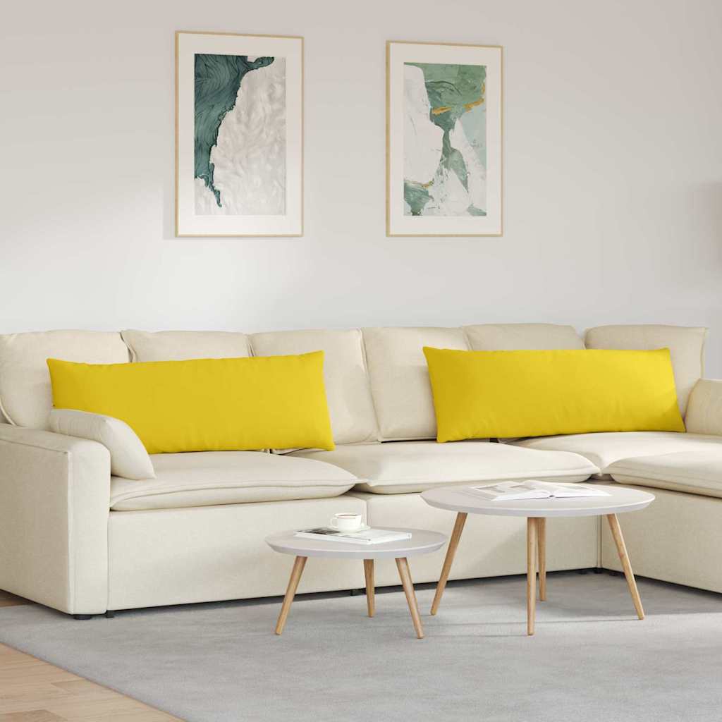 vidaXL Poduszki na sofę 2 pcs Jasnożółty 120 x 40 cm tkanina