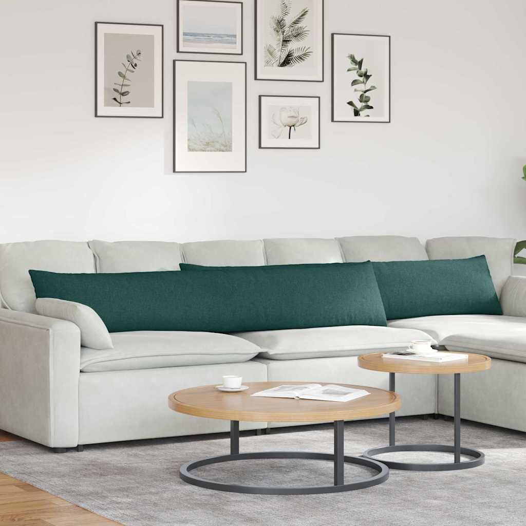 vidaXL Poduszki na sofę 2 pcs Ciemna zieleń 200 x 40 cm tkanina