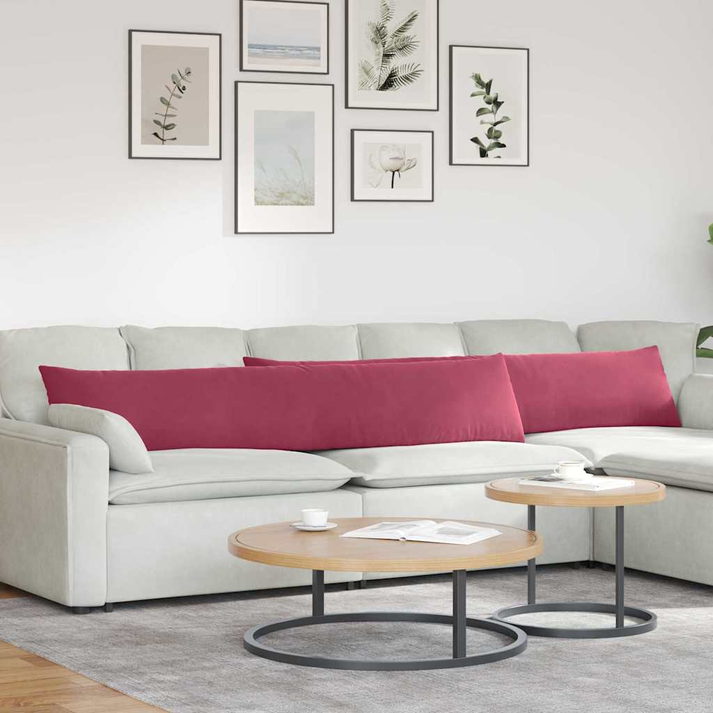 vidaXL Poduszki na sofę 2 pcs Czerwone wino 200 x 40 cm