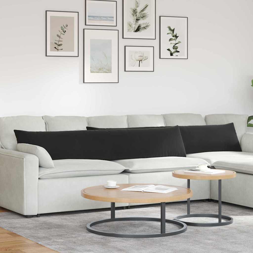 vidaXL Poduszki na sofę 2 pcs Czarny 200 x 40 cm Tkanina sztruksowa