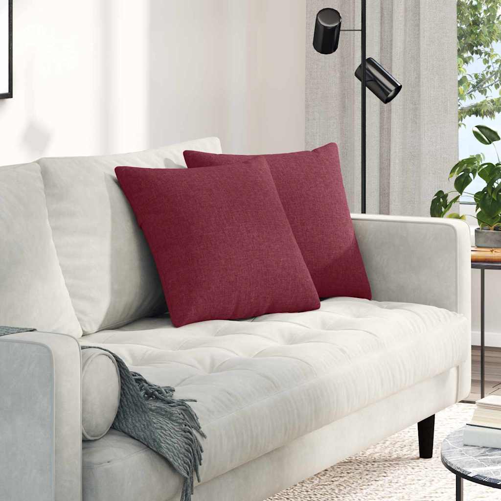 vidaXL Poduszki na sofę 2 pcs Czerwone wino 45 x 45 cm tkanina