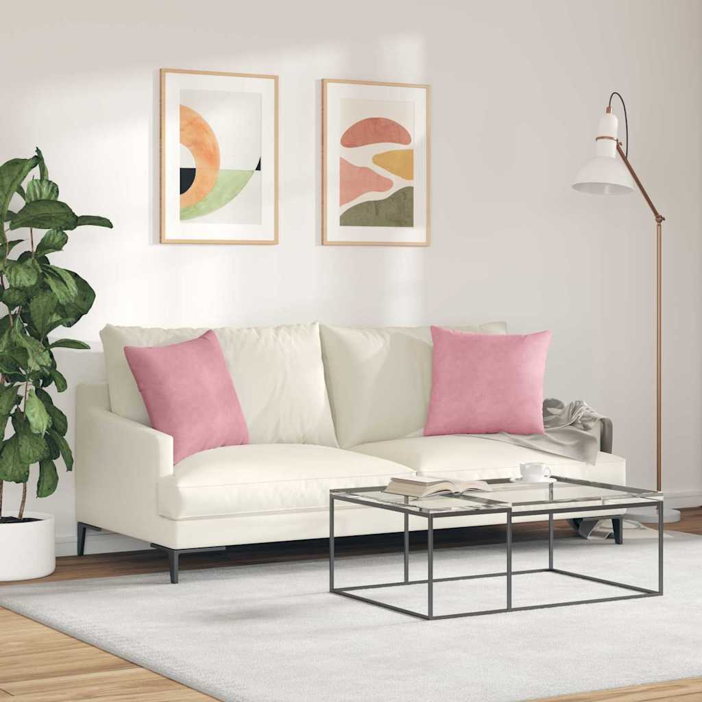 vidaXL Poduszki na sofę 2 pcs Różowy 45 x 45 cm Tkanina sztruksowa