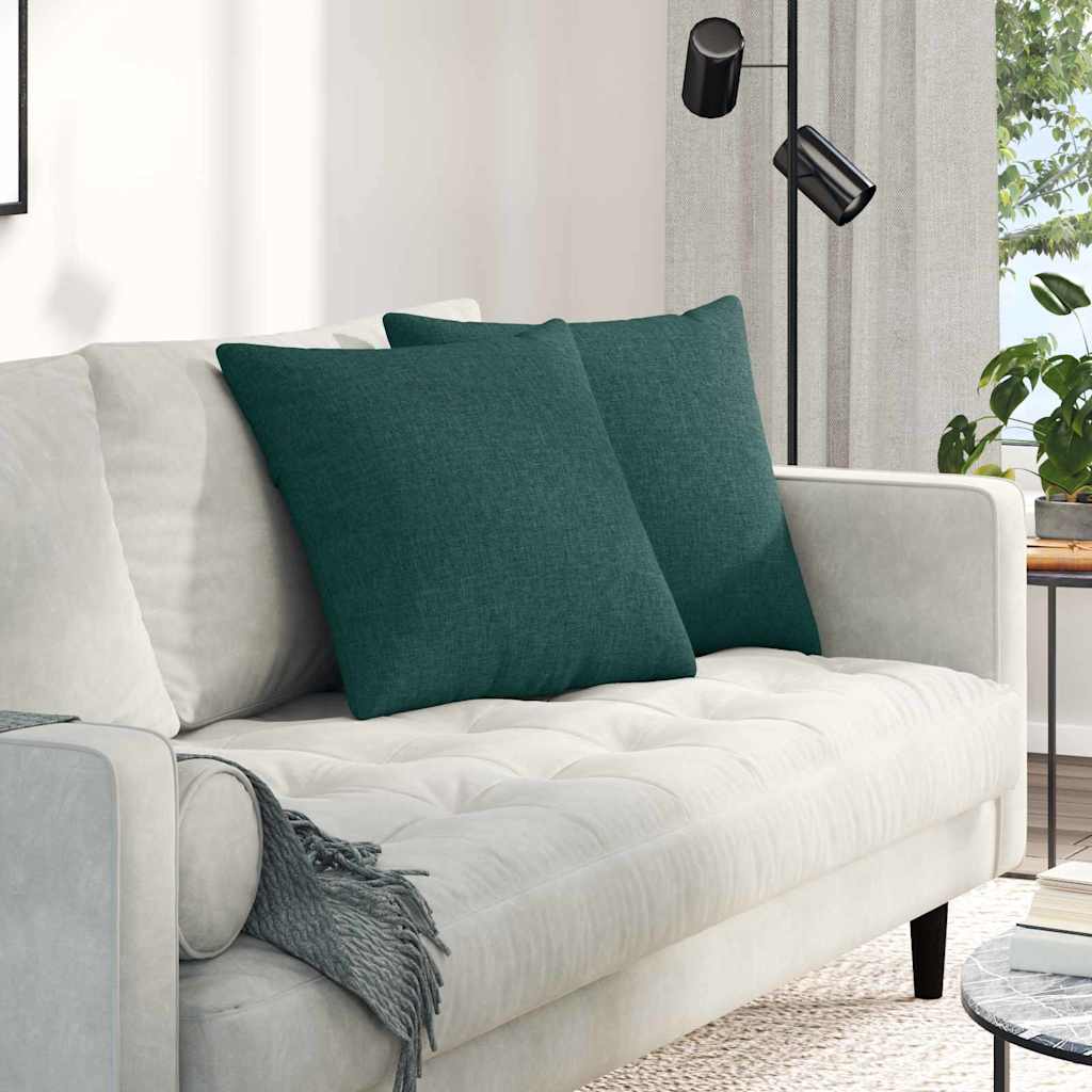 vidaXL Poduszki na sofę 2 pcs Ciemna zieleń 50 x 50 cm tkanina