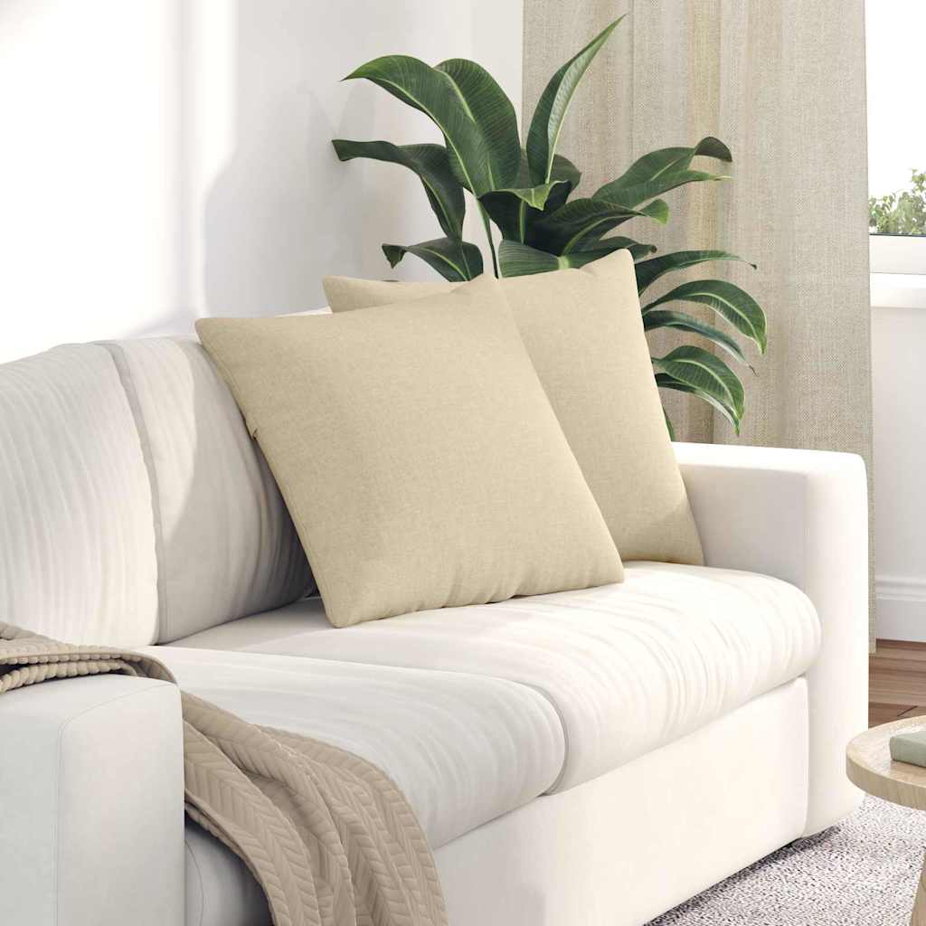 vidaXL Poduszki na sofę 2 pcs Kremowy 50 x 50 cm tkanina