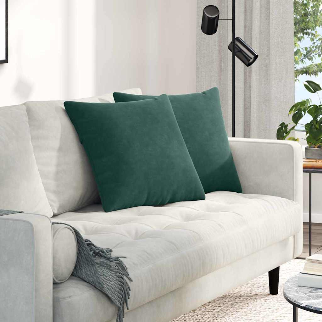 vidaXL Poduszki na sofę 2 pcs Ciemna zieleń 50 x 50 cm