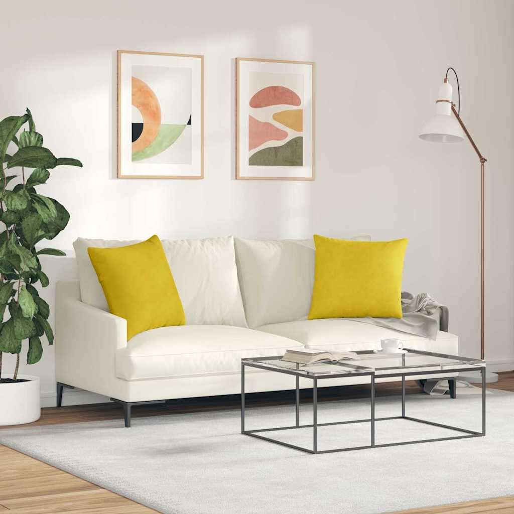 vidaXL Poduszki na sofę 2 pcs Żółty 50 x 50 cm Tkanina sztruksowa