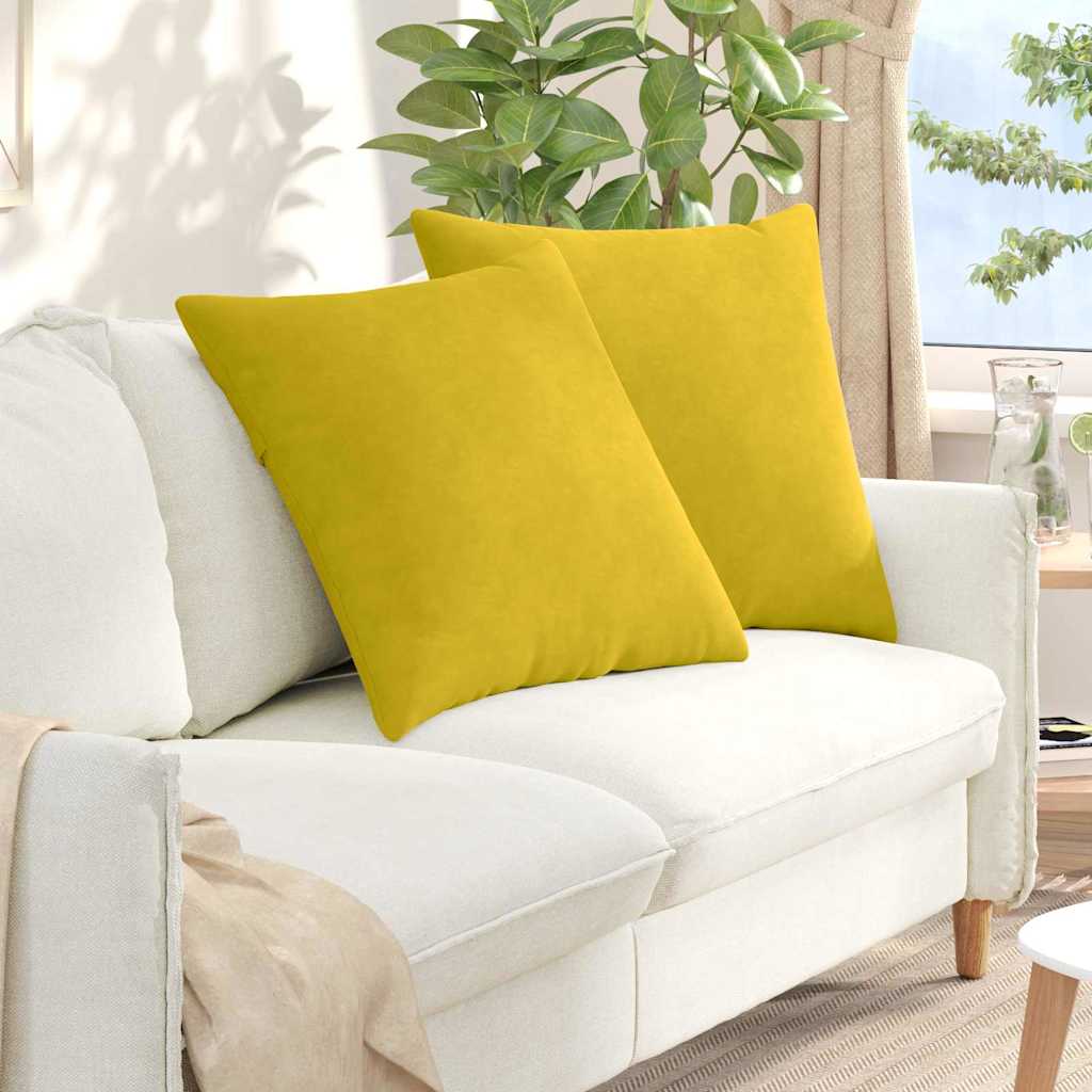 vidaXL Poduszki na sofę 2 pcs Żółty 60 x 60 cm Tkanina sztruksowa