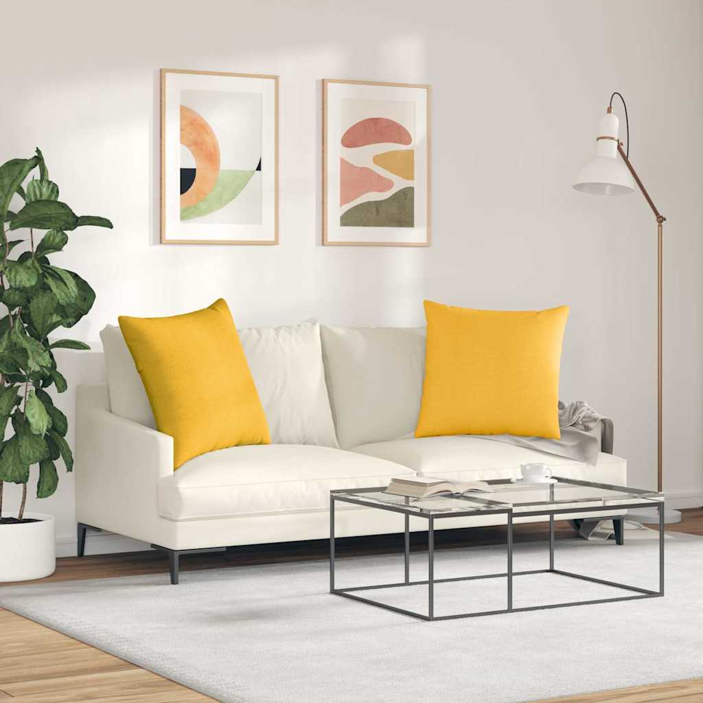 vidaXL Poduszki na sofę 2 pcs Jasnożółty 60 x 60 cm Tkanina sztruksowa
