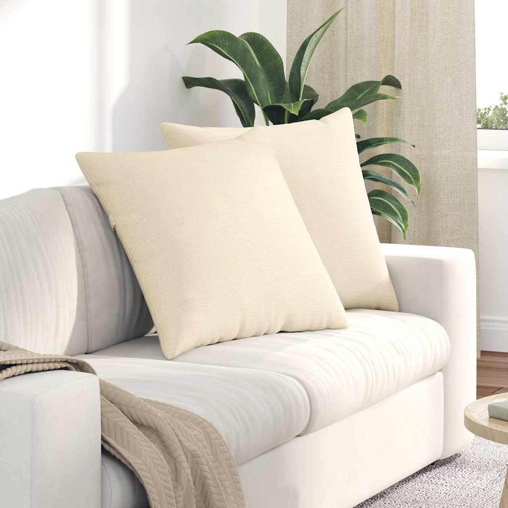 vidaXL Poduszki na sofę 2 pcs Kremowy 80 x 80 cm Tkanina sztruksowa