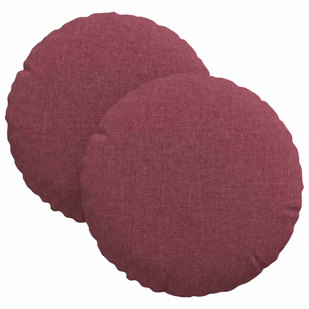 vidaXL Poduszki na siedziska 2 pcs Czerwone wino Ø30 x 13 cm tkanina