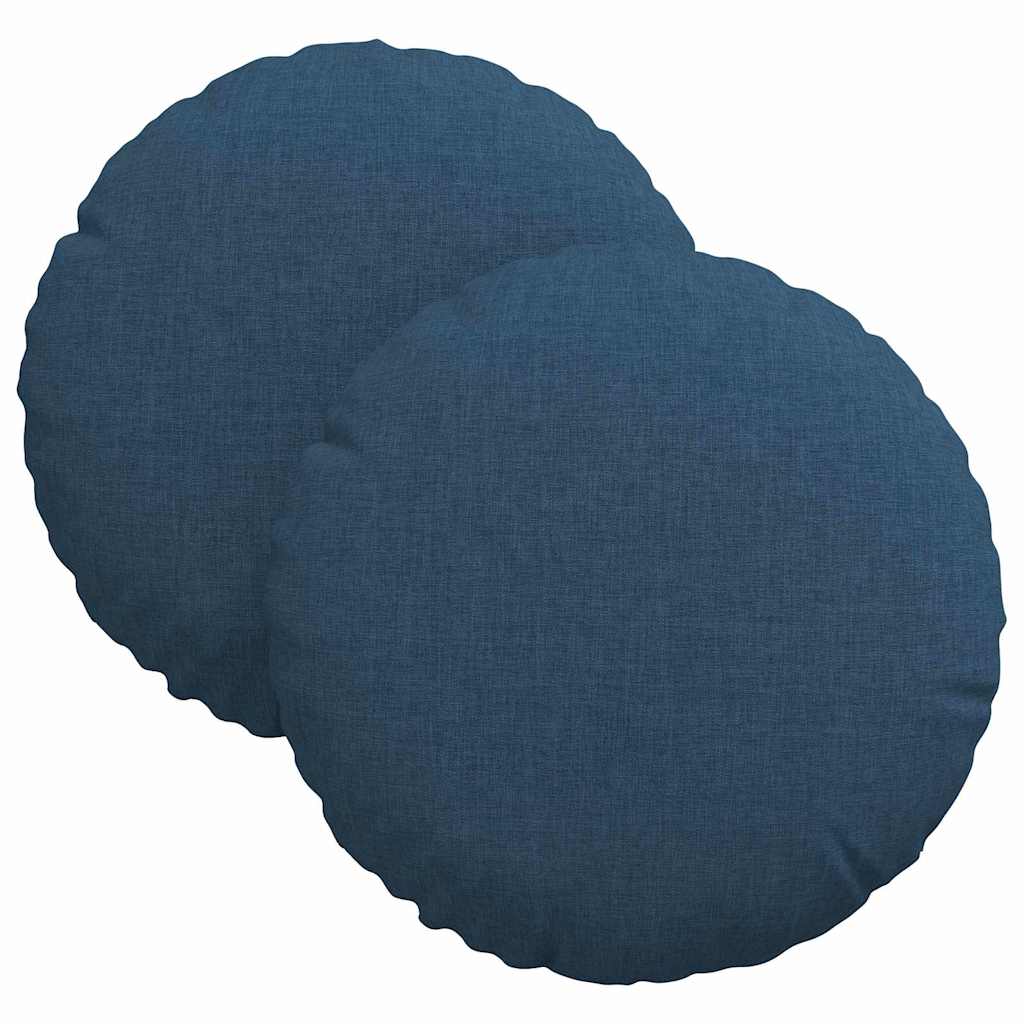 vidaXL Poduszki na siedziska 2 pcs Niebieski Ø30 x 13 cm tkanina
