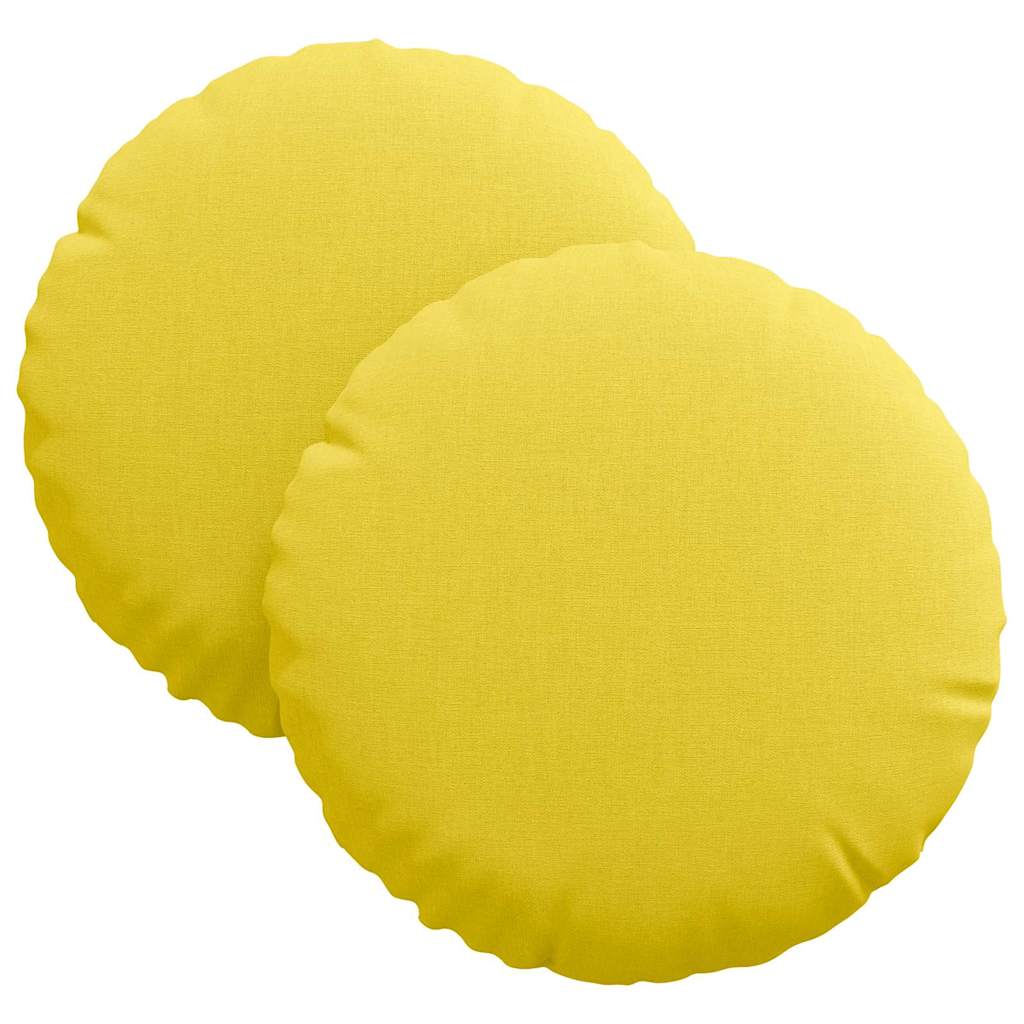 vidaXL Poduszki na siedziska 2 pcs Jasnożółty Ø30 x 13 cm tkanina