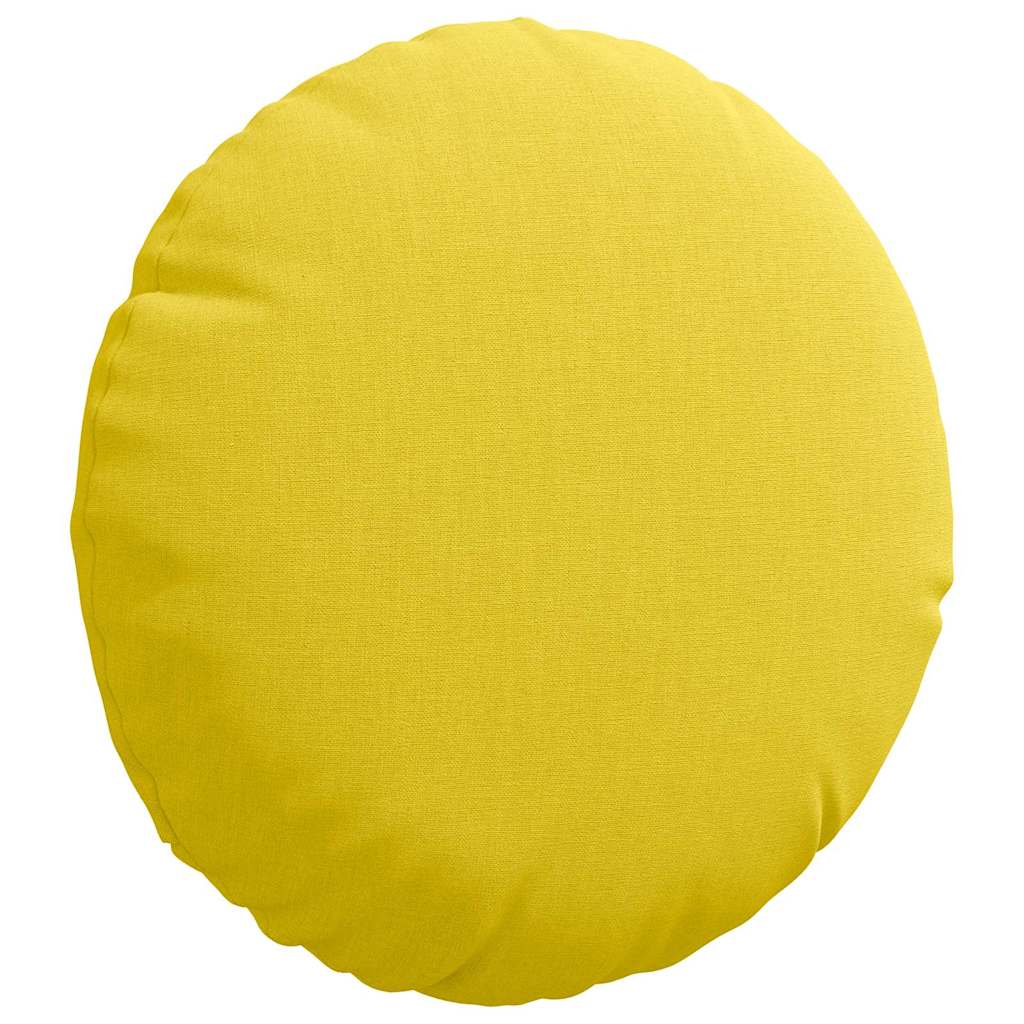 vidaXL Poduszki na siedziska 2 pcs Jasnożółty Ø30 x 13 cm tkanina