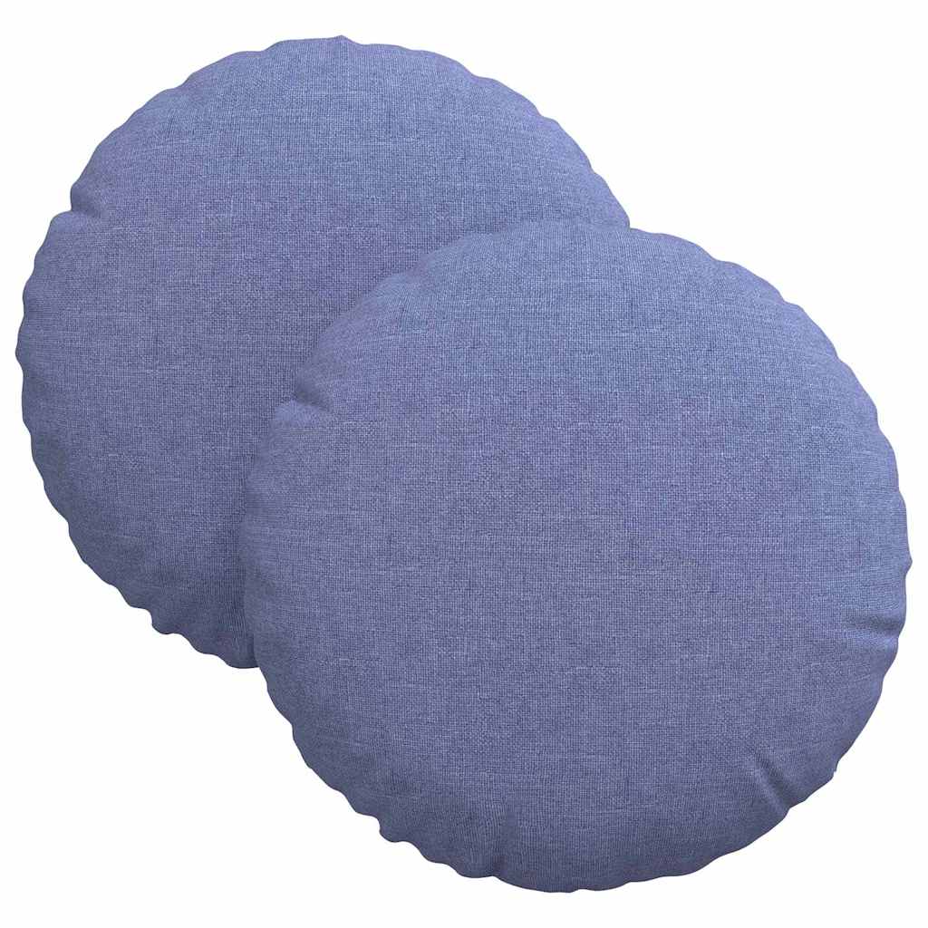 vidaXL Poduszki na siedziska 2 pcs Niebieski dżins Ø30 x 13 cm tkanina