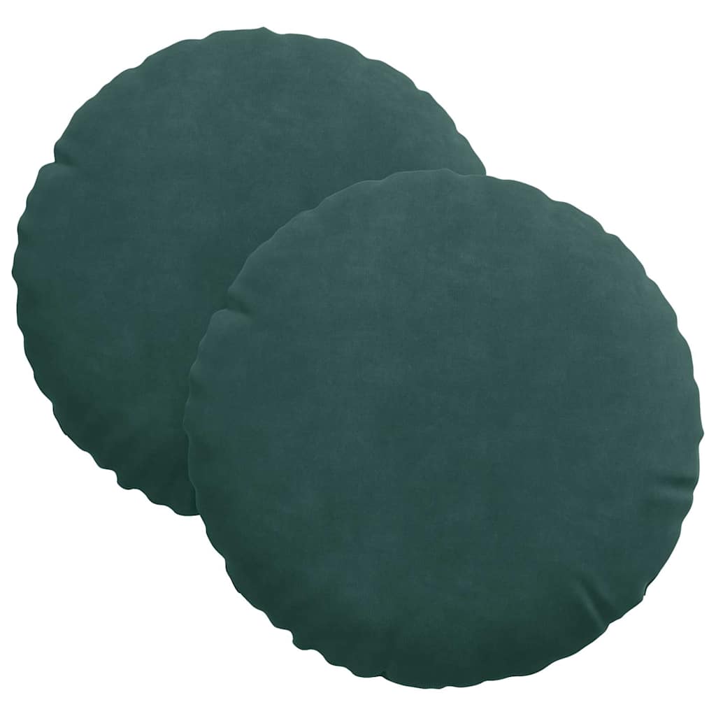 vidaXL Poduszki na siedziska 2 pcs Ciemna zieleń Ø30 x 13 cm Aksamit