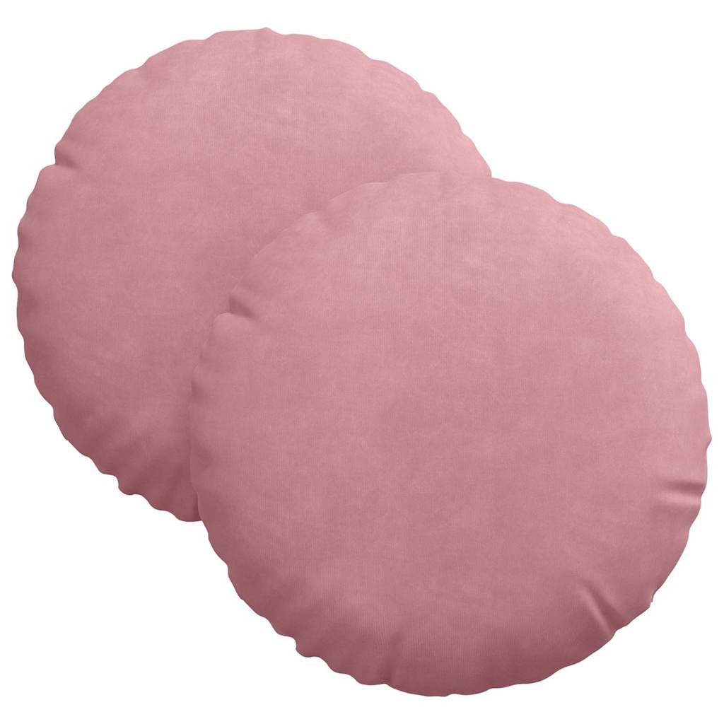 vidaXL Poduszki na siedziska 2 pcs Różowy Ø30 x 13 cm Aksamit