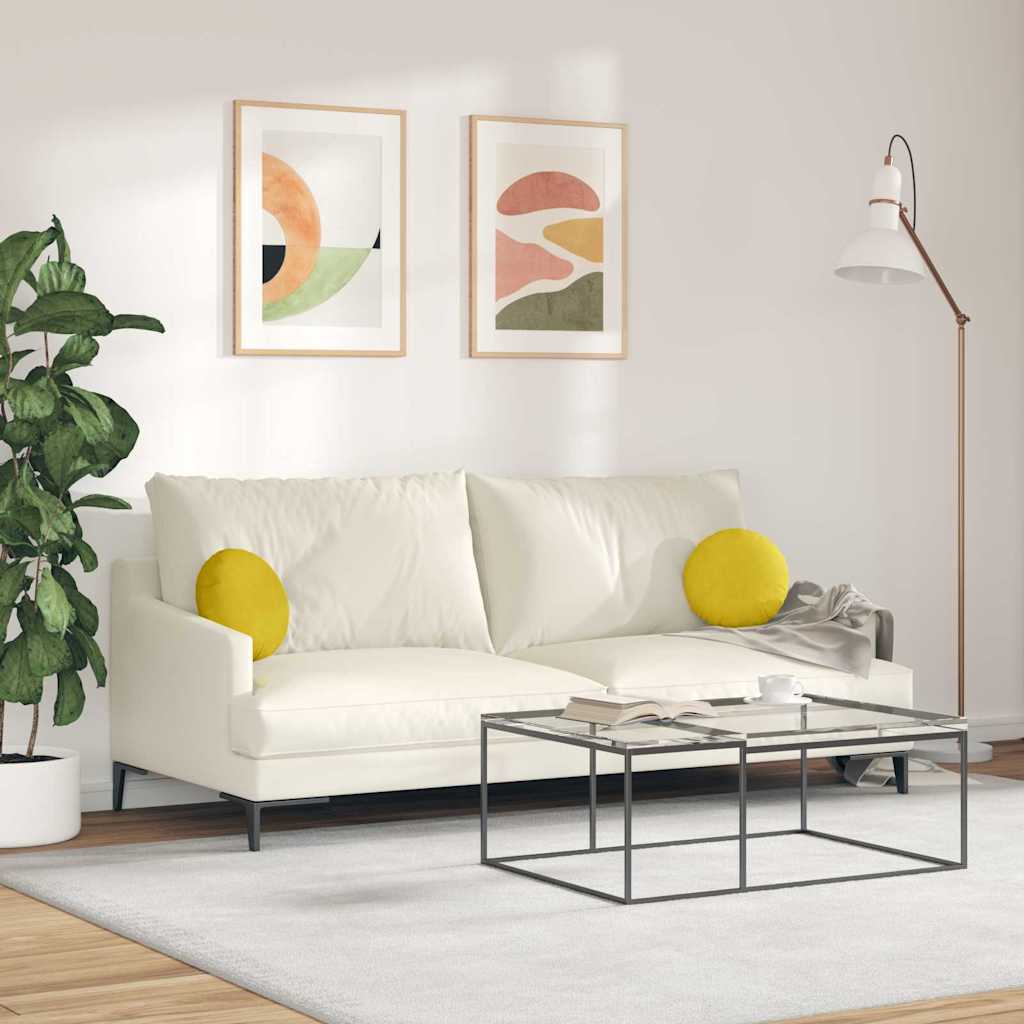 vidaXL Poduszki na siedziska 2 pcs Żółty Ø30 x 13 cm Aksamit