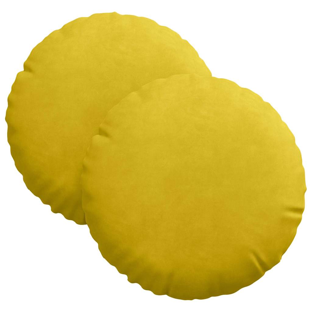 vidaXL Poduszki na siedziska 2 pcs Żółty Ø30 x 13 cm Aksamit