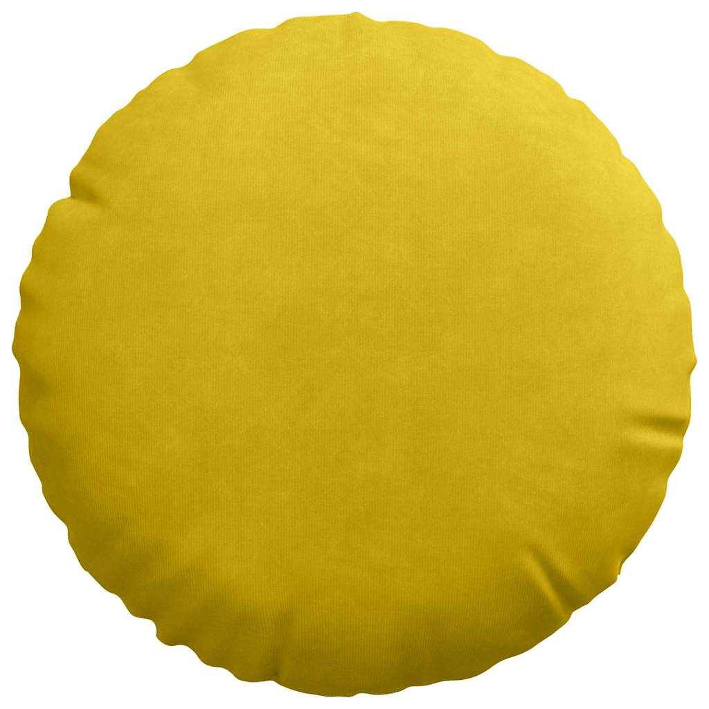 vidaXL Poduszki na siedziska 2 pcs Żółty Ø30 x 13 cm Aksamit