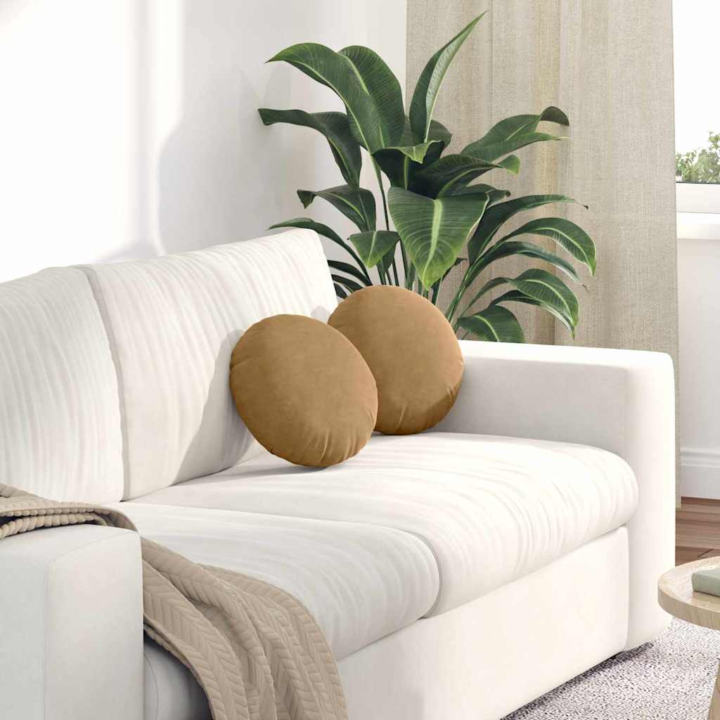 vidaXL Poduszki na siedziska 2 pcs Brązowy Ø30 x 13 cm Aksamit