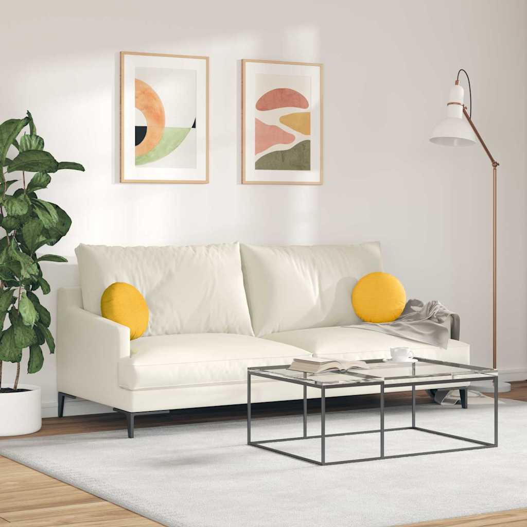 vidaXL Poduszki na siedziska 2 pcs Jasnożółty Ø30 x 13 cm