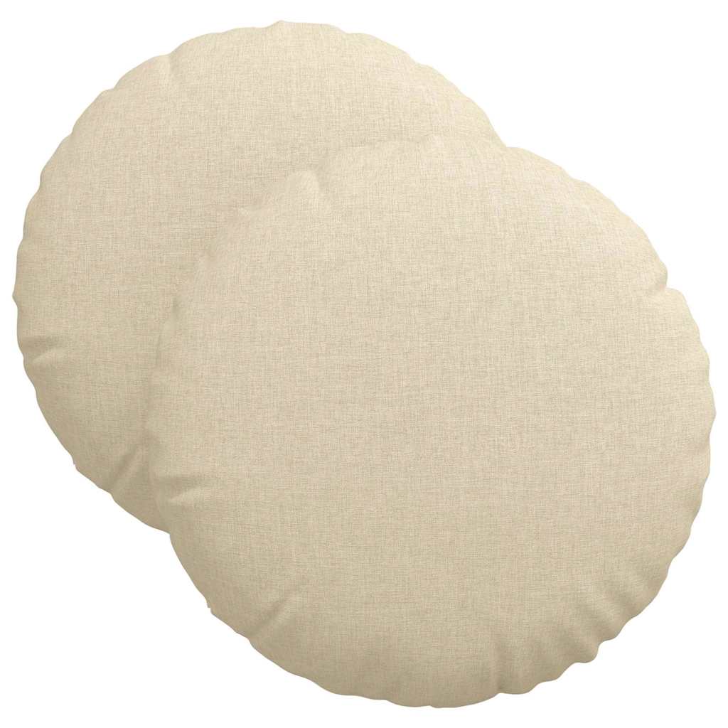 vidaXL Poduszki na siedziska 2 pcs Kremowy Ø40 x 13 cm tkanina