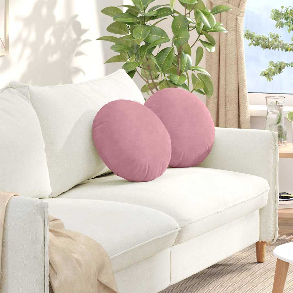 vidaXL Poduszki na siedziska 2 pcs Różowy Ø 40 x 13 cm Aksamit