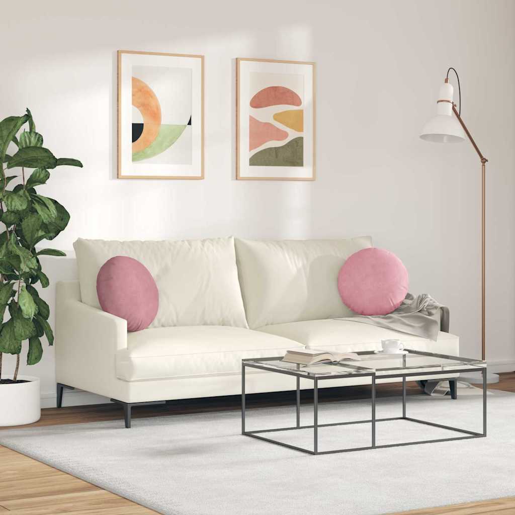 vidaXL Poduszki na siedziska 2 pcs Różowy Ø 40 x 13 cm Aksamit
