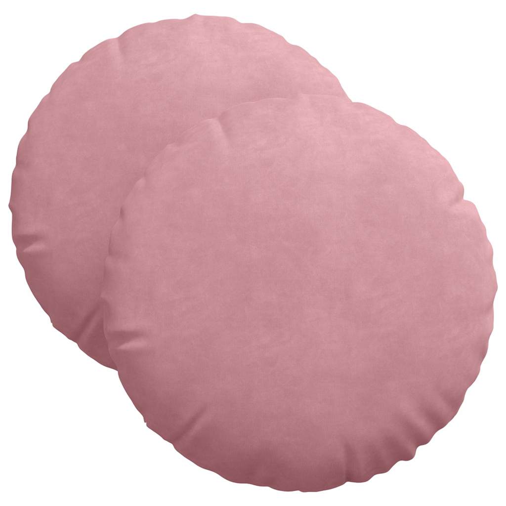 vidaXL Poduszki na siedziska 2 pcs Różowy Ø 40 x 13 cm Aksamit
