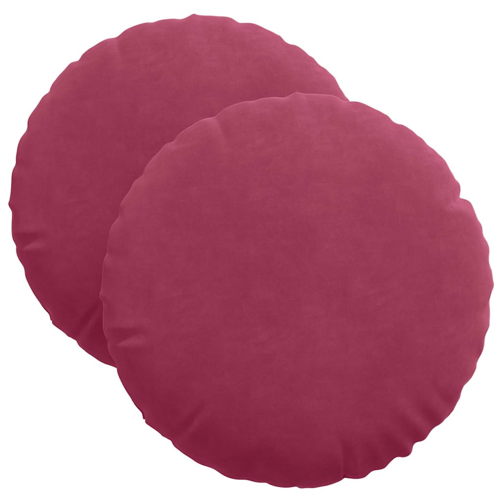 vidaXL Poduszki na siedziska 2 pcs Czerwone wino Ø 40 x 13 cm Aksamit