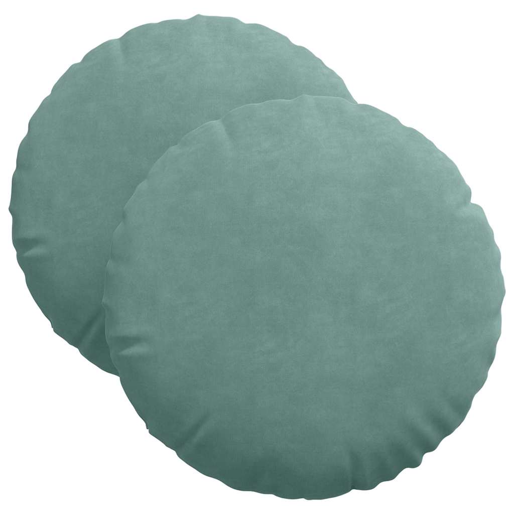 vidaXL Poduszki na siedziska 2 pcs Zielony morski Ø 40 x 13 cm Aksamit