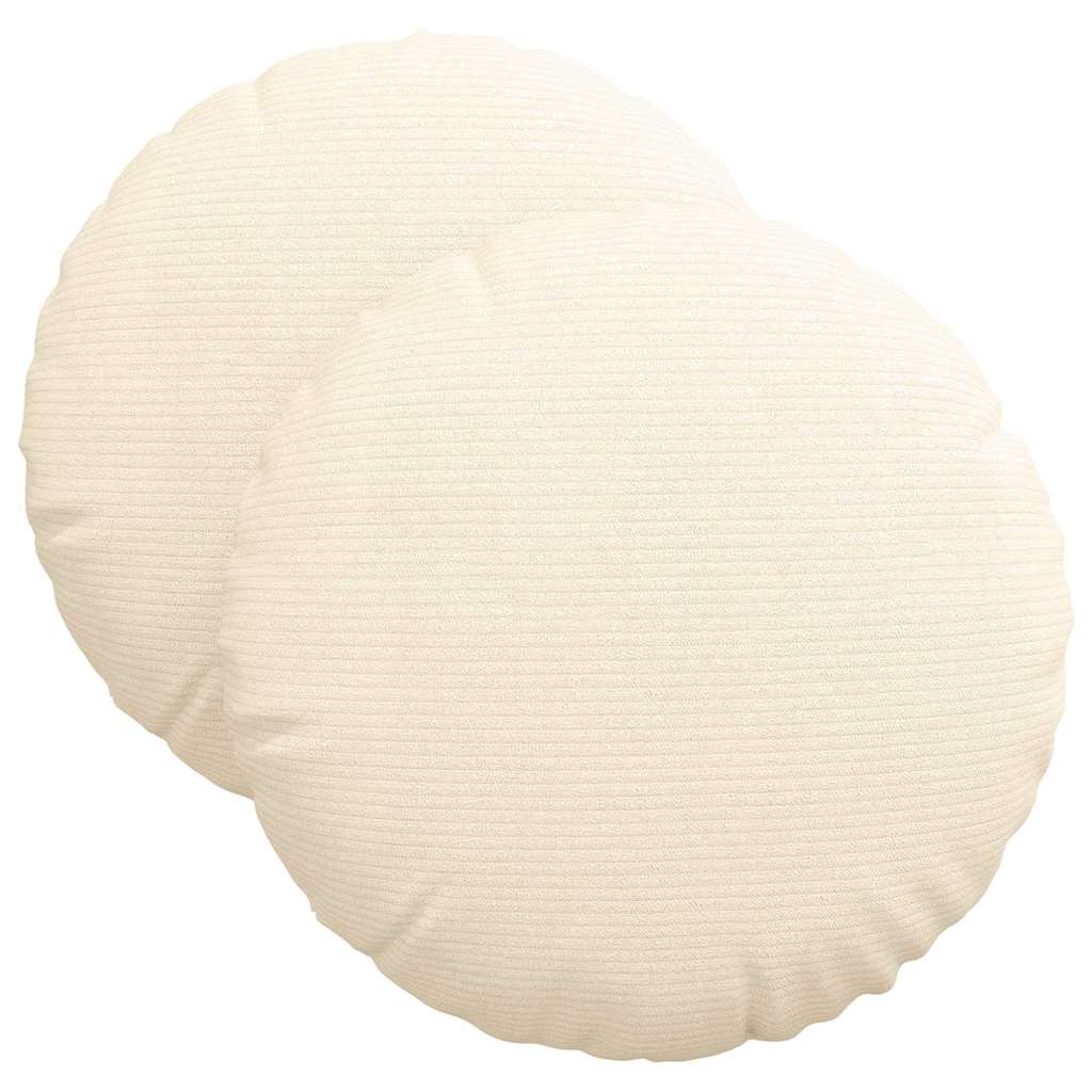 vidaXL Poduszki na siedziska 2 pcs Kremowy Ø 40 cm Tkanina sztruksowa