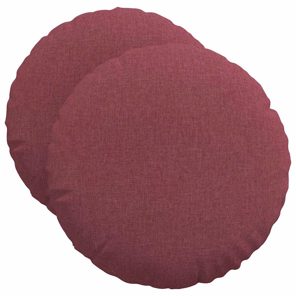 vidaXL Poduszki na siedziska 2 pcs Czerwone wino Ø50 x 19 cm tkanina