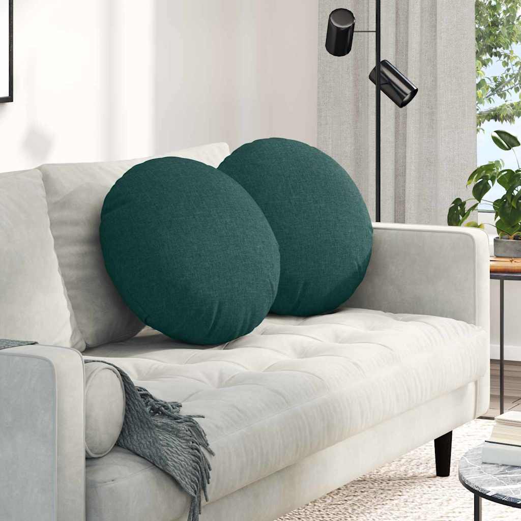 vidaXL Poduszki na siedziska 2 pcs Ciemna zieleń Ø50 x 19 cm tkanina