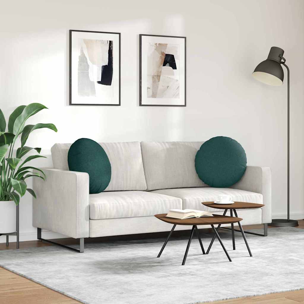 vidaXL Poduszki na siedziska 2 pcs Ciemna zieleń Ø50 x 19 cm tkanina