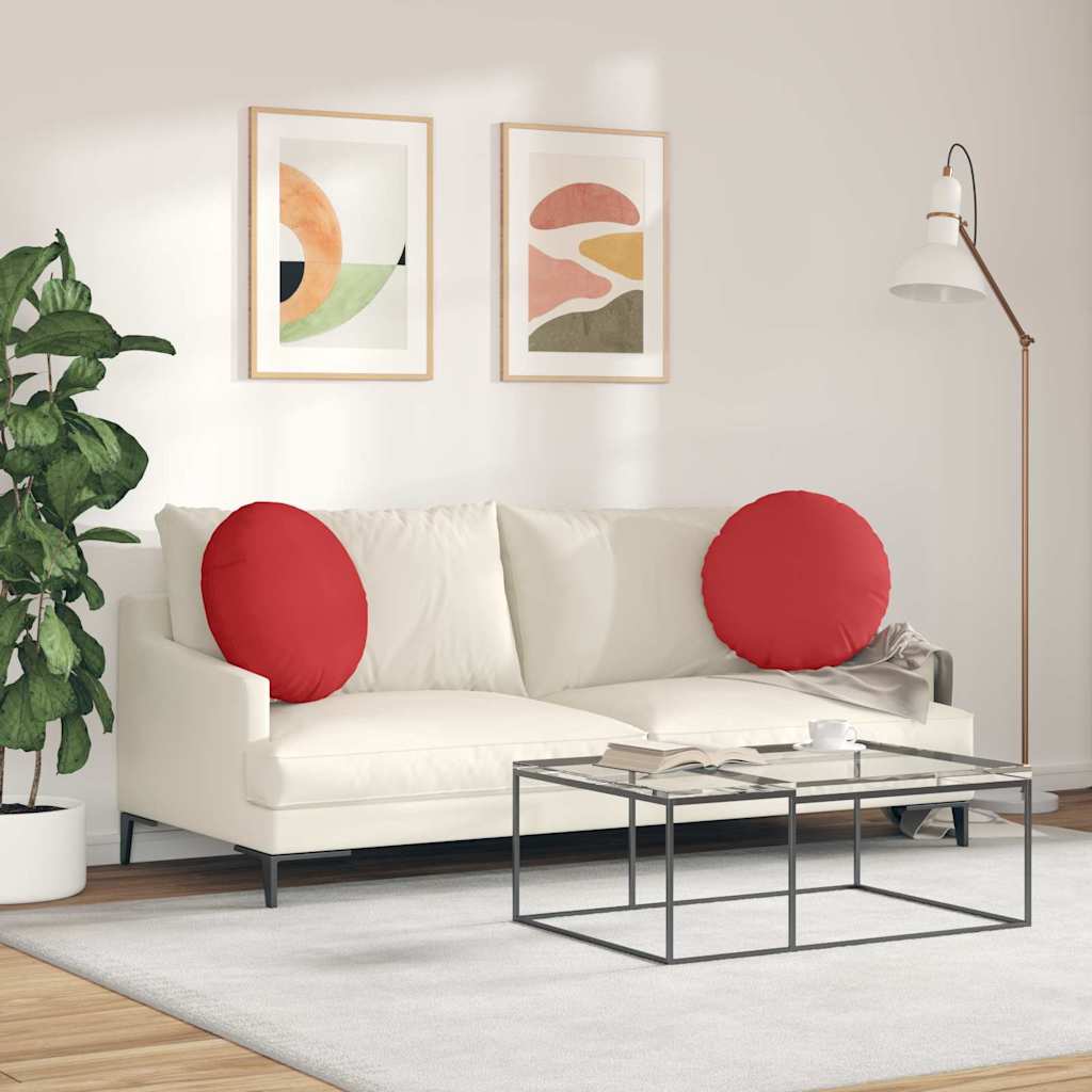 vidaXL Poduszki na siedziska 2 pcs Czerwony Ø50 x 19 cm tkanina