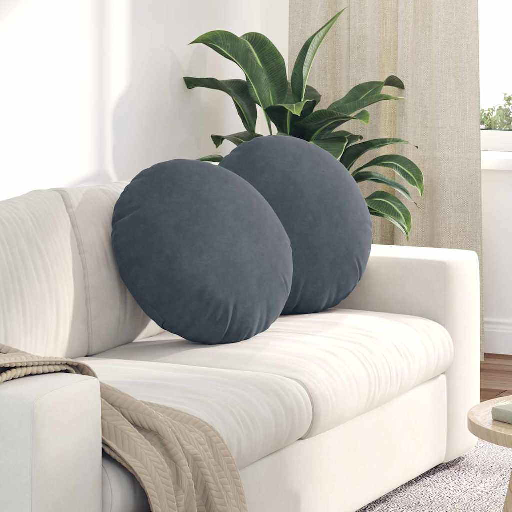 vidaXL Poduszki na siedziska 2 pcs Ciemnoszary Ø50 x 19 cm Aksamit