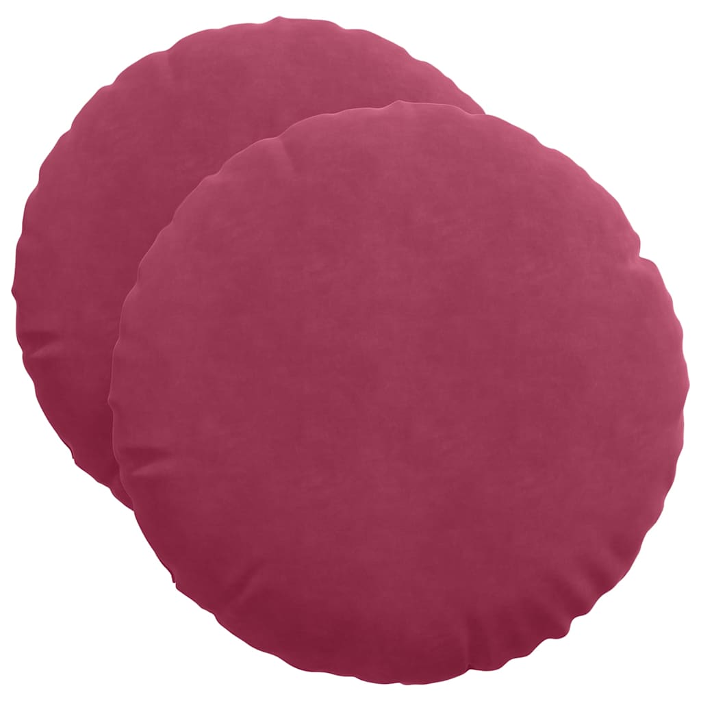 vidaXL Poduszki na siedziska 2 pcs Czerwone wino Ø50 x 19 cm Aksamit