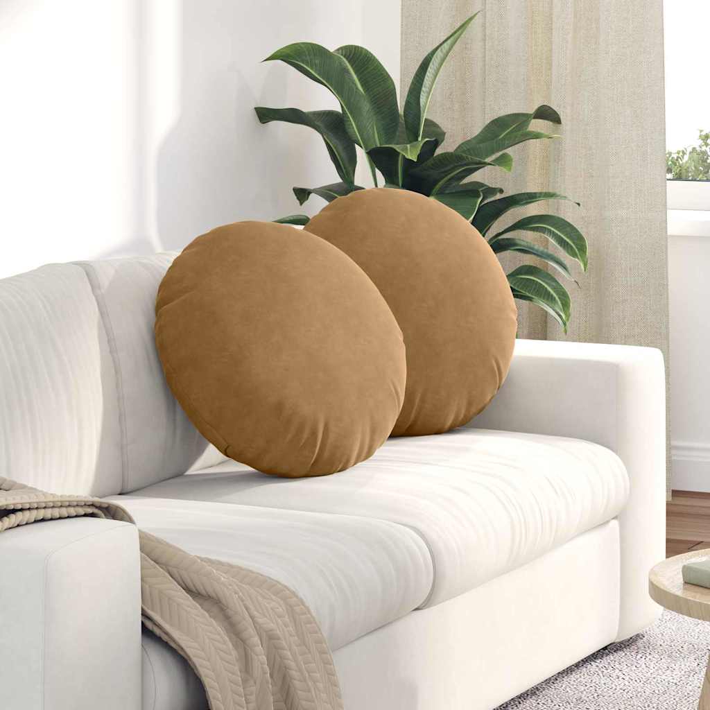vidaXL Poduszki na siedziska 2 pcs Brązowy Ø50 x 19 cm Aksamit
