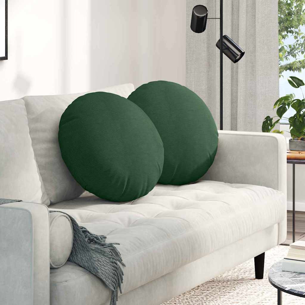 vidaXL Poduszki na siedziska 2 pcs Ciemna zieleń Ø50 x 19 cm
