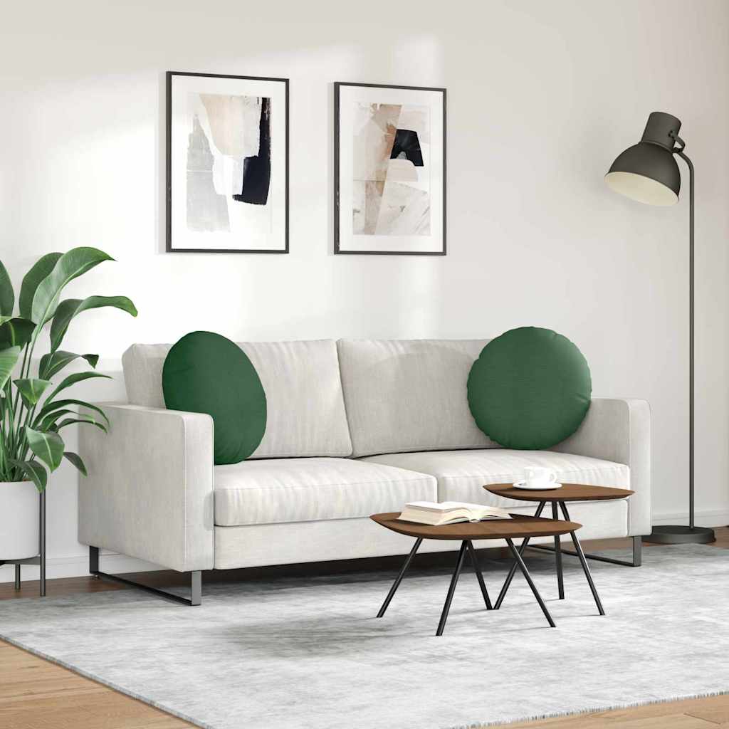 vidaXL Poduszki na siedziska 2 pcs Ciemna zieleń Ø50 x 19 cm